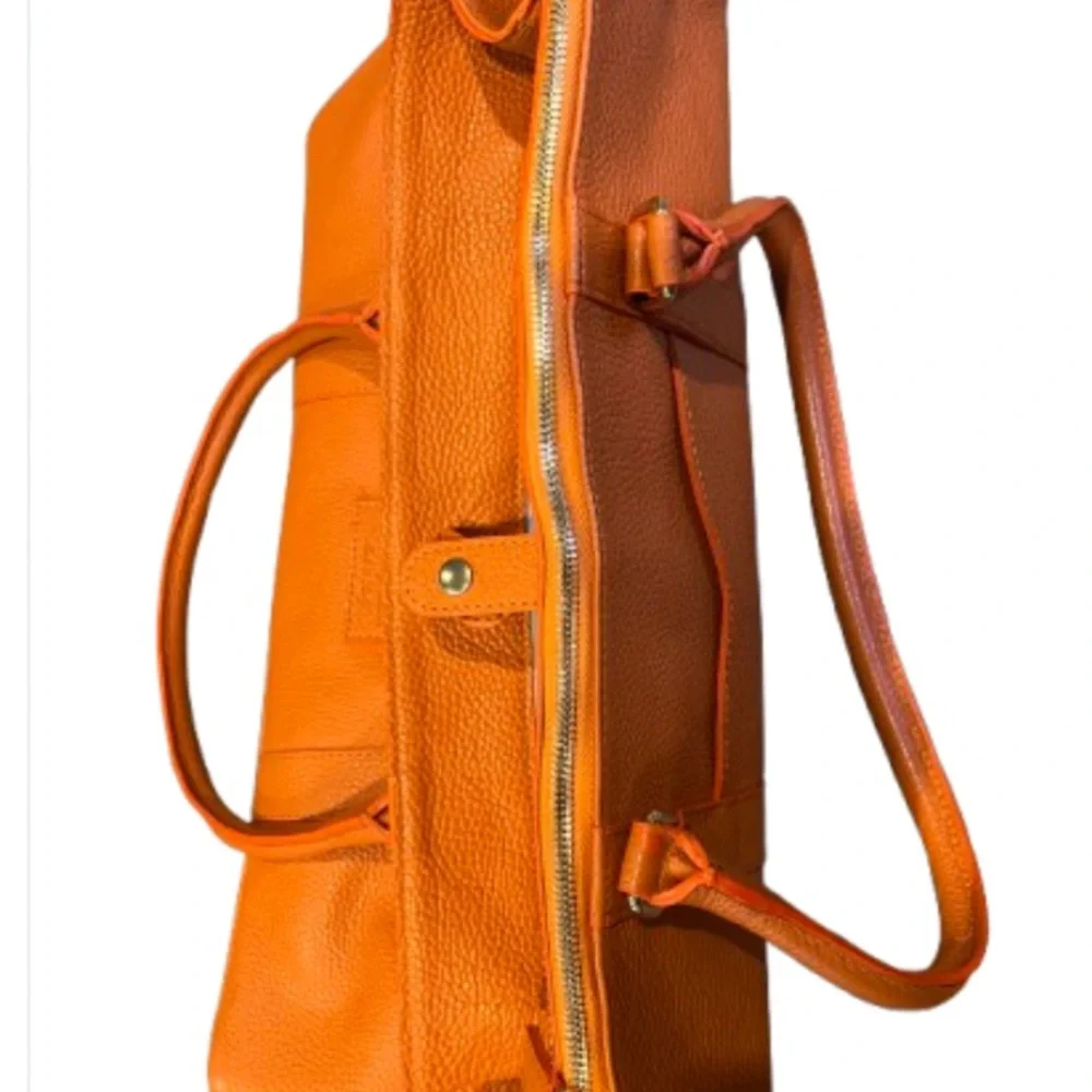 Orange Leather Tote Bag - Picture 4 of 11